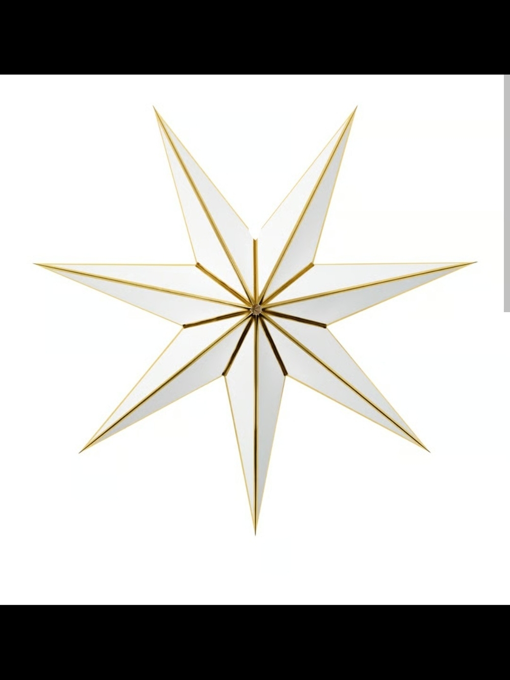 NIB Paper Star Shade Pendant Light Christmas Decor Holiday White W/Gold Trim 35"